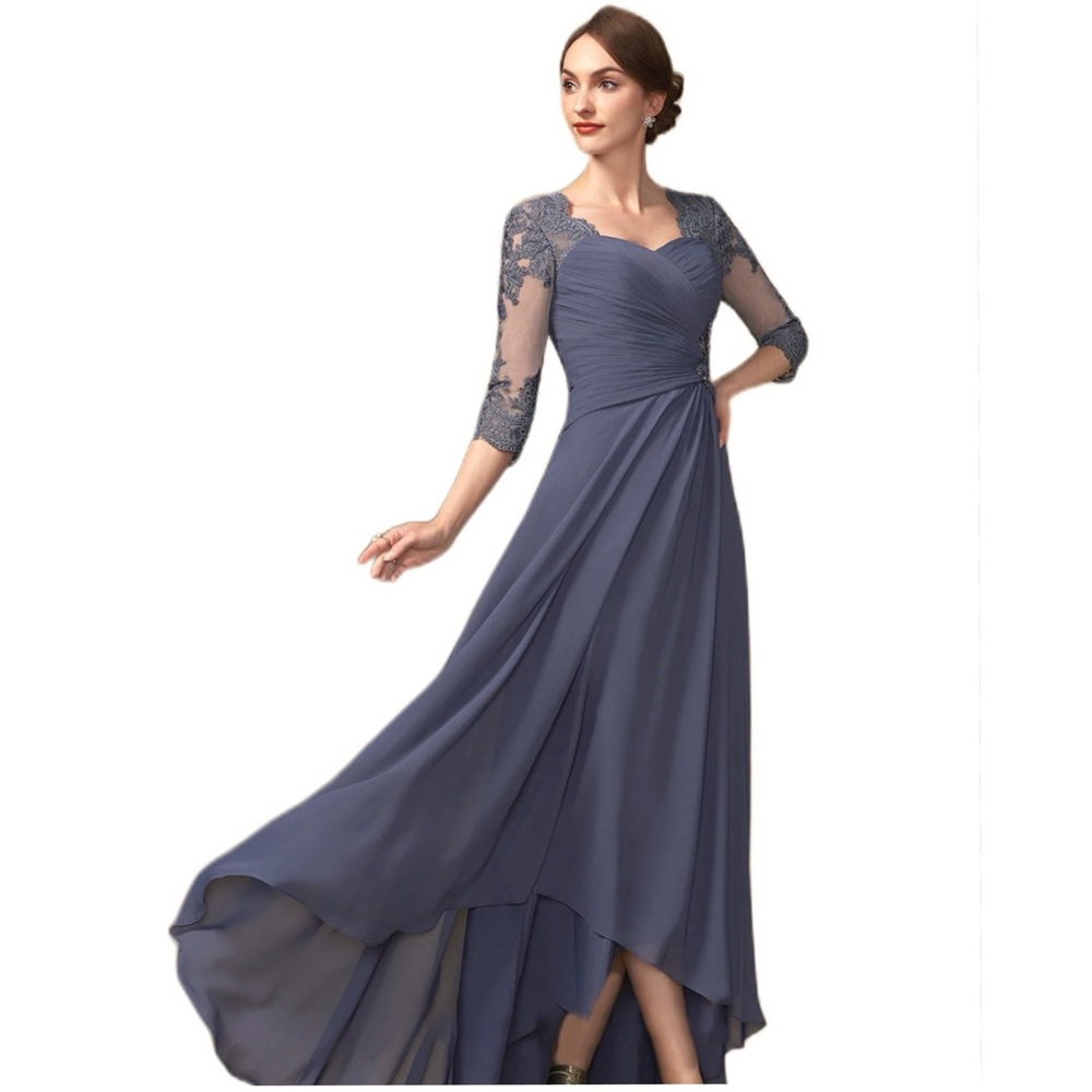 Mac Duggal  Lace Applique Wedding Guest Dress Ruffles gown
